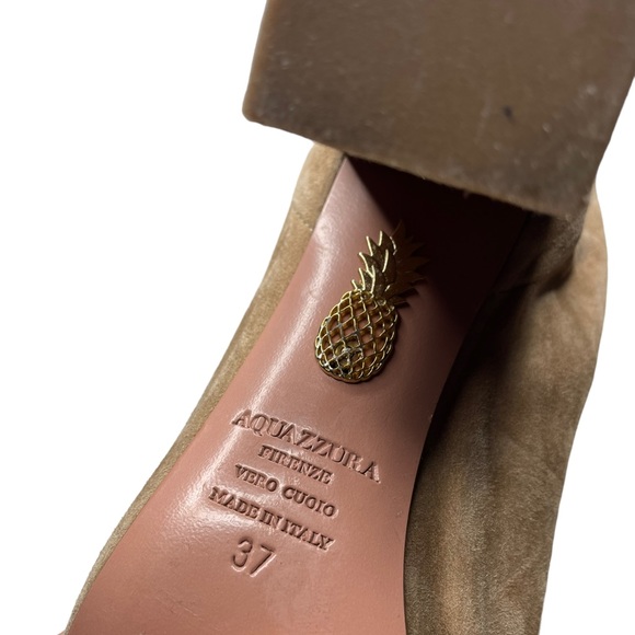 Aquazzura | Boogie Slouchy Scrunch Suede Bootie in Tan 37 - Picture 5 of 13